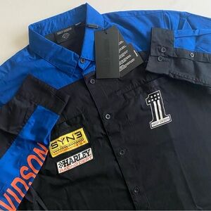 Harley-Davidson Men's Black and Blue Racing Shirt